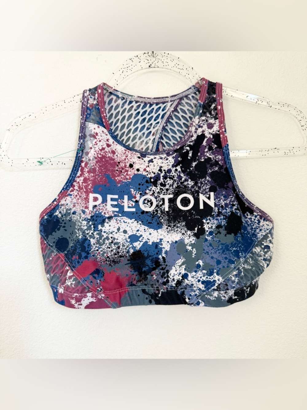 Peloton Womens Moves High Neck Sports Bra Tie Dye Mesh Racerback S